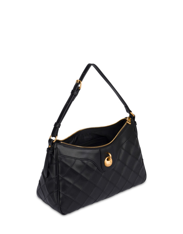 Small Matelassé (Quilted) Drop Shoulder Bag in Faux Leather Photo 3
