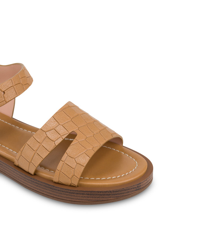 Sandalo Flat Como In Capra Stampa Cocco Photo 4