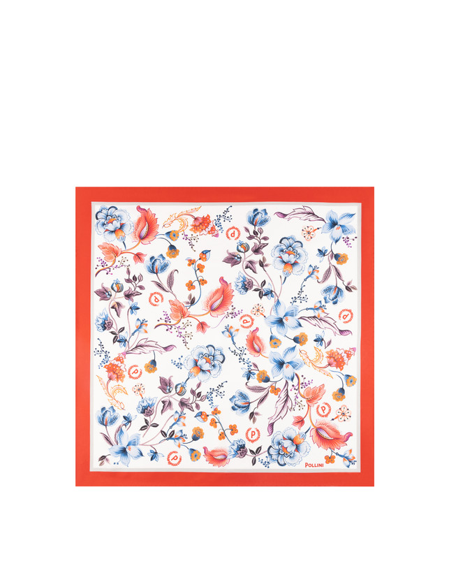 Foulard In Seta Con Stampa floreale su fondo bianco Photo 2