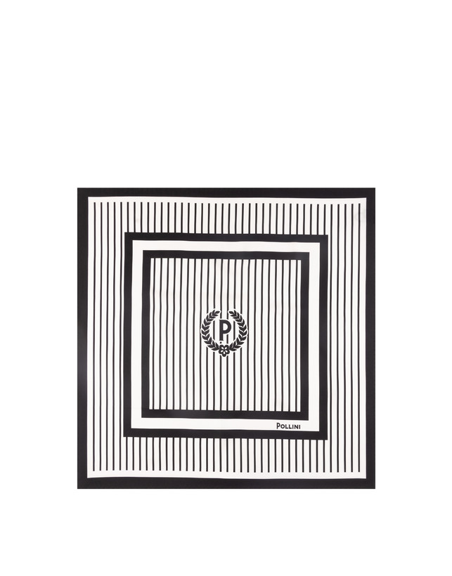 Foulard In Seta Con Stampa quadri su fondo a righe verticali Photo 2