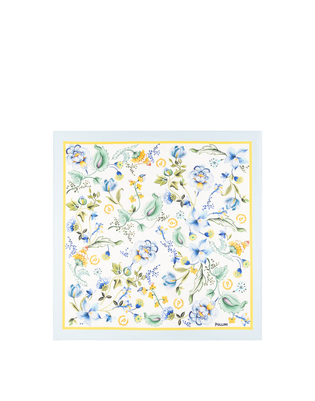 Foulard In Seta Con Stampa floreale su fondo bianco Photo 2