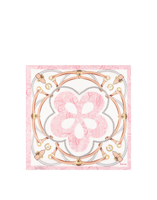 Foulard In Seta Con Stampa Cinghie E Staffe Beige Photo 2