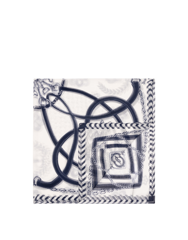 Foulard In Seta Con Stampa geometrica bicolore Photo 1