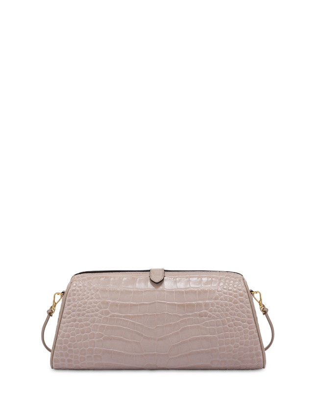 Shell clutch bag in crocodile print calfskin Photo 1