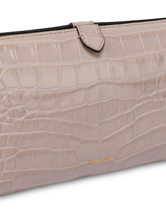 Shell clutch bag in crocodile print calfskin Photo 4