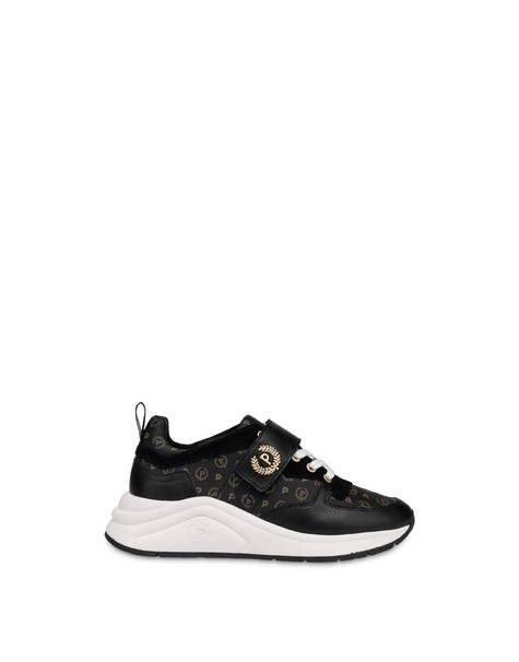 Sneakers In Vitello E Pvc Logo Heritage Nero/nero