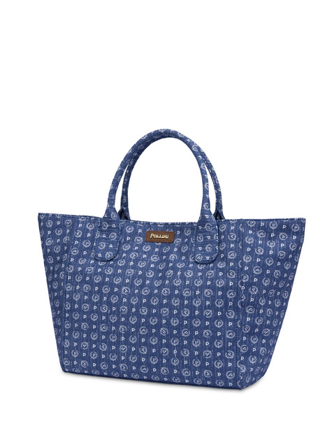 Borsa Tote Heritage Jacquard Blu/marrone