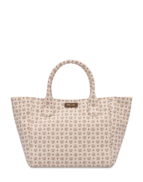 Borsa Tote Heritage Jacquard Avorio/marrone