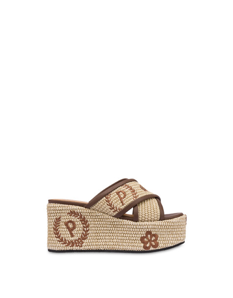 Sandali Con Zeppa Macro Heritage Naturale/marrone