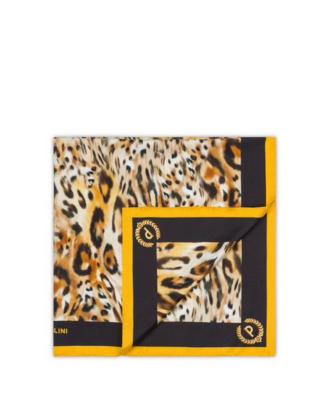 Foulard In Seta Con Stampa Animalier Giallo