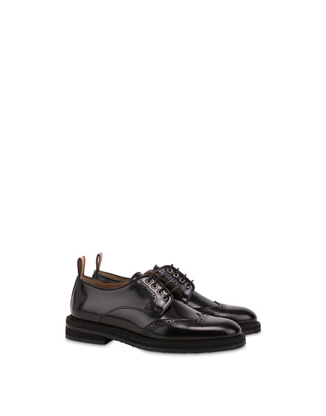 Mannish Abraided Calfskin Derbies Black