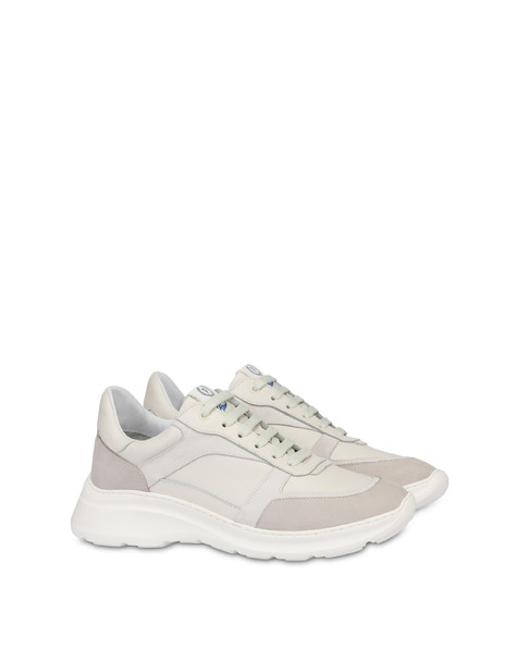 Sneakers In Vitello, Nabuk E Crosta Roomy Avorio/perla/bianco/bianco/avorio