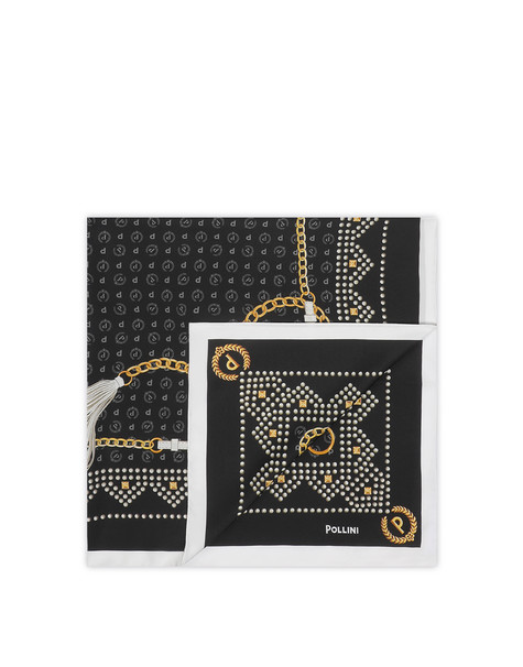 Silk Scarf With P-laurel Logo Print Black