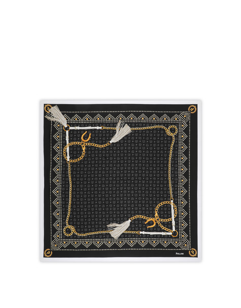 Silk Scarf With P-laurel Logo Print Black