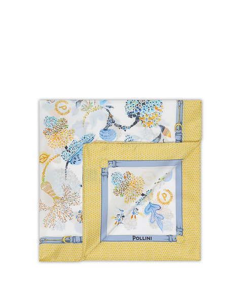 Foulard In Seta Con Stampa Botanica Giallo