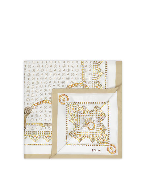 Silk Scarf With P-laurel Logo Print White