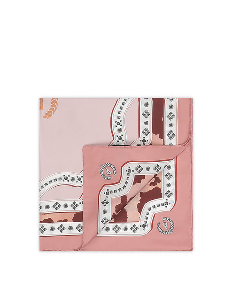 Foulard In Seta Con Stampa Leopardo E Borchie Rosa