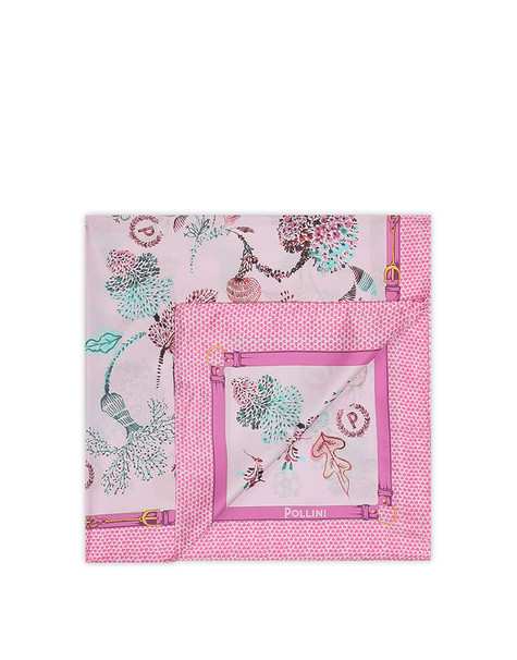 Foulard In Seta Con Stampa Botanica Rosa