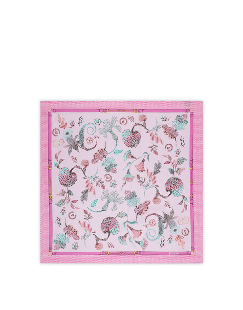 Silk Scarf With Botanical Print Pink