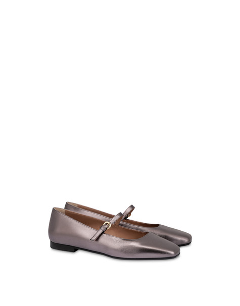 Ballerina Flat Nina In Nappa Laminata Fucile