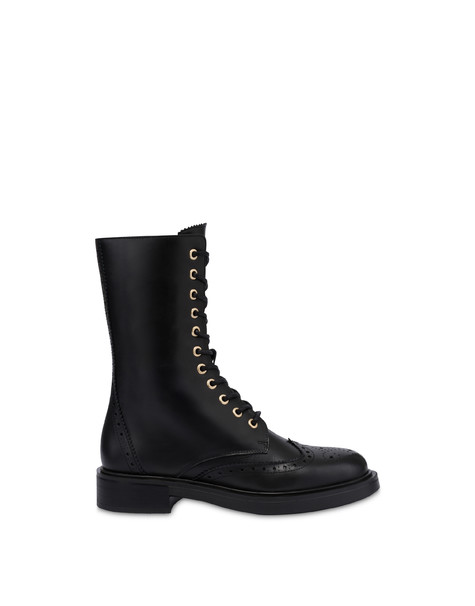 Cambridge Combat Boot In Calfskin Black