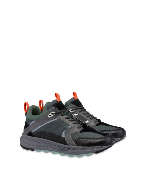 Sneakers P-ride Sole By Michelin In Nylon E Vitello Grigio/nero/nero/grigio/militare/grigio