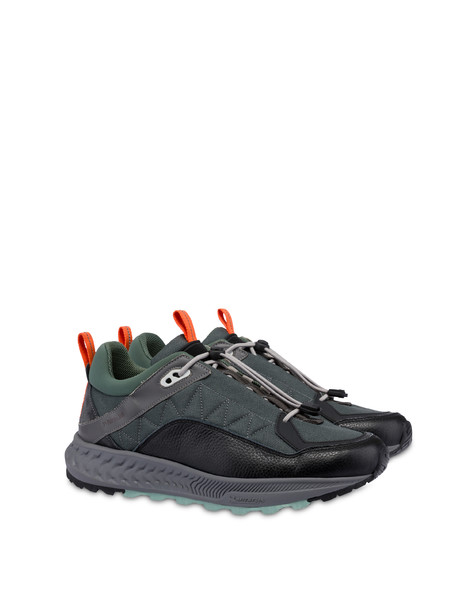 Sneakers P-ride Sole By Michelin In Nylon E Vitello Grigio/nero/nero/grigio/militare/grigio