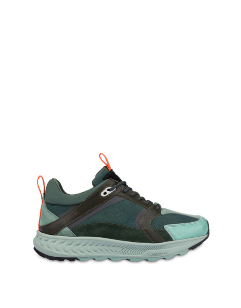 Sneakers P-ride Sole By Michelin In Nylon E Vitello Militare/cielo/militare/militare/militare/verde