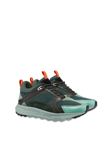 Sneakers P-ride Sole By Michelin In Nylon E Vitello Militare/cielo/militare/militare/militare/verde