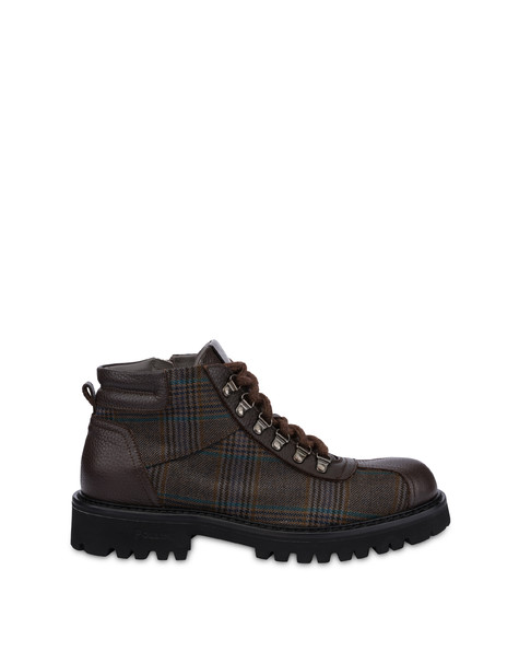 Mid Budapest Boot In Wool Fabric And Tumbled Calfskin With Deerskin Pattern Dark Brown/dark Brown