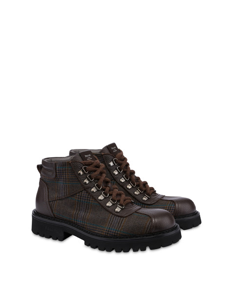 Mid Budapest Boot In Wool Fabric And Tumbled Calfskin With Deerskin Pattern Dark Brown/dark Brown