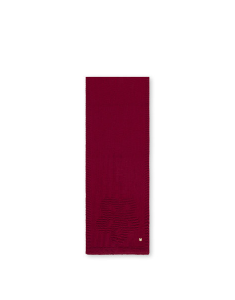 Schal Aus Wollmischung Mit Ton-in-ton-jacquard-blume Bordeauxrote