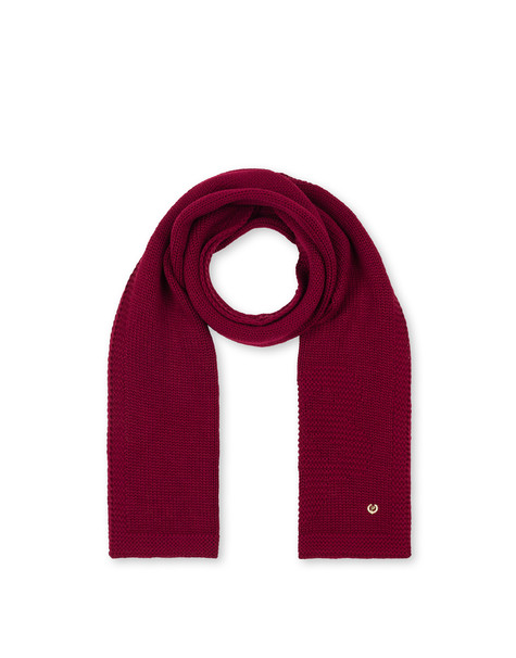 Schal Aus Wollmischung Mit Ton-in-ton-jacquard-blume Bordeauxrote