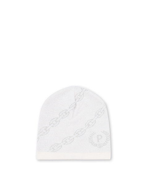 Weiche Strickmütze Aus Wollmischung Weiss