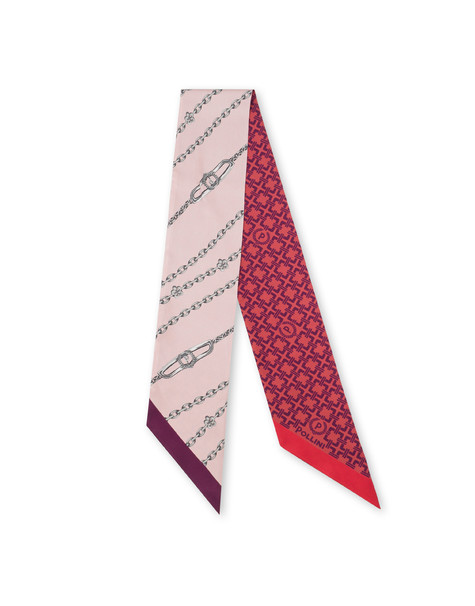 Halstuch Aus Seide Mit Doppeltem Dekorativem Druck. Rosa