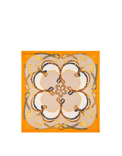 Seidenschal Mit Riemen- Und Steigbügel-print Beige