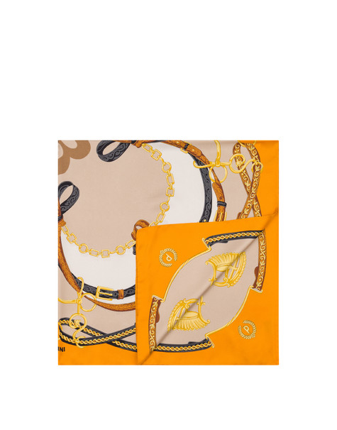 Seidenschal Mit Riemen- Und Steigbügel-print Beige