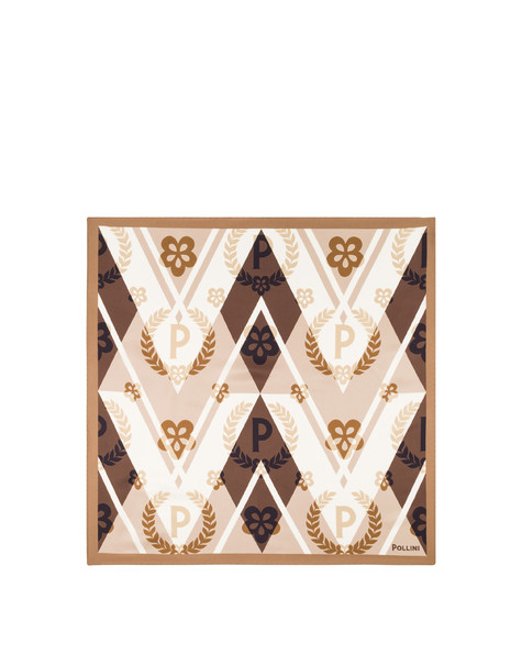Seidenschal Mit Chevron-muster Beige