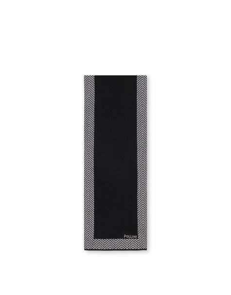 Schal Aus Wollmischung Mit Chevron-druck Schwarz