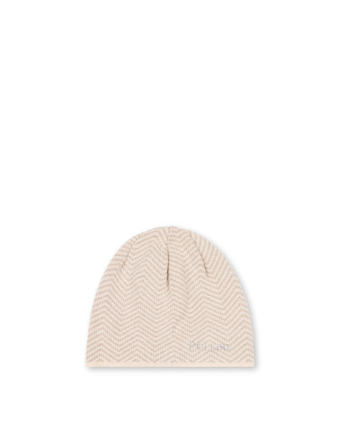 Weiche Mütze Aus Wollmischung Mit Chevron-druck Beige