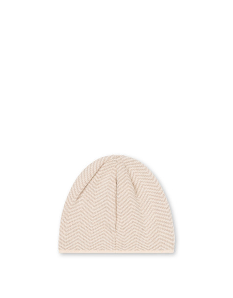 Weiche Mütze Aus Wollmischung Mit Chevron-druck Beige