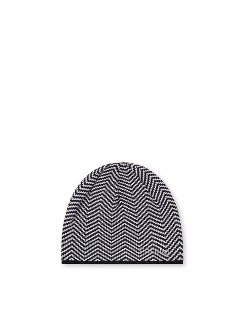 Weiche Mütze Aus Wollmischung Mit Chevron-druck Schwarz