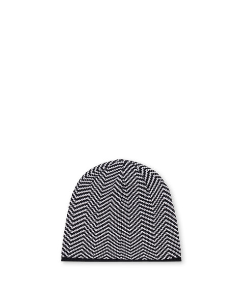 Weiche Mütze Aus Wollmischung Mit Chevron-druck Schwarz
