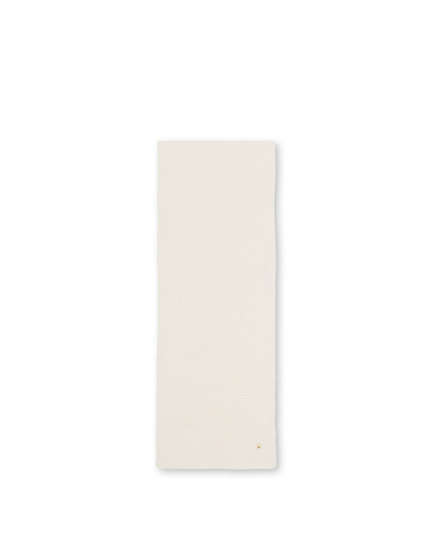 Schal Aus Wollmischung Mit Ton-in-ton-jacquard-blume Weiss