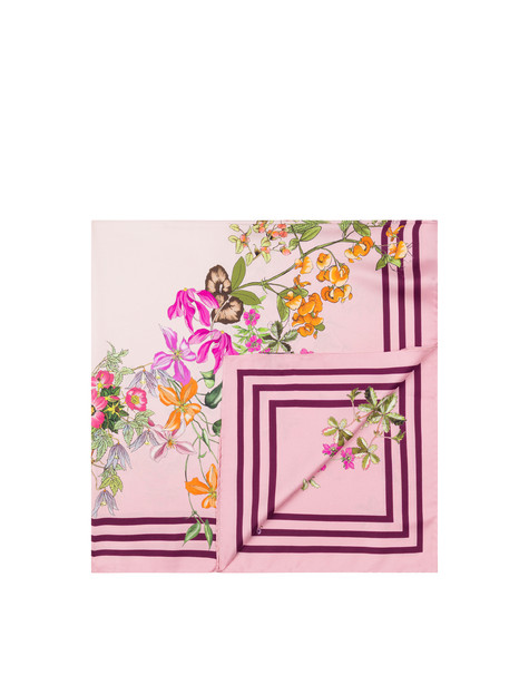 Seidenschal Mit Blumendruck Rosa