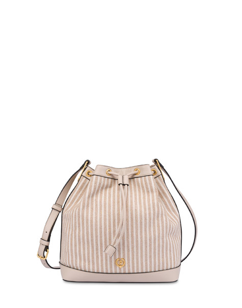 Plume Bucket Bag In Canvas Beige/ivory/beige/black