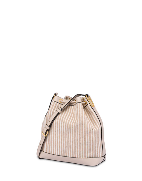 Plume Bucket Bag In Canvas Beige/ivory/beige/black