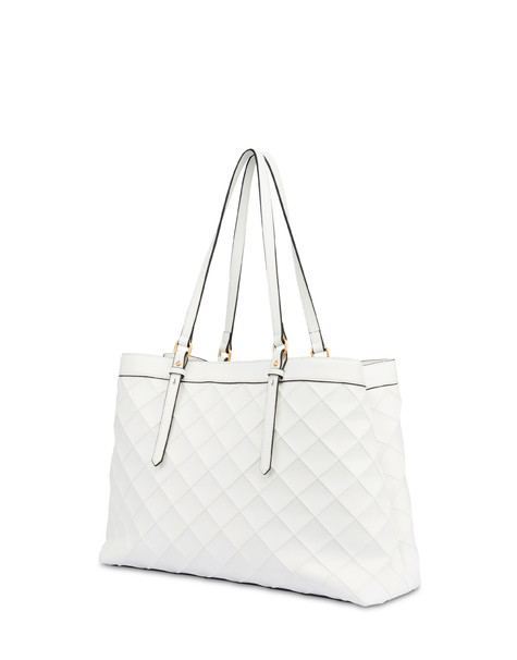 Double Handle Drop Bag In Matelassé (quilted) Faux Leather Ivory/ivory