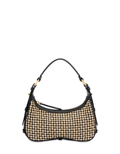Hobo Bag Viktoria In Rafia Beige/nero/nero