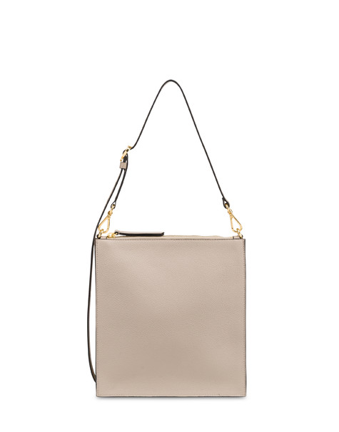 Shoulder Bag Solid In Calf Leather. Taupe/taupe